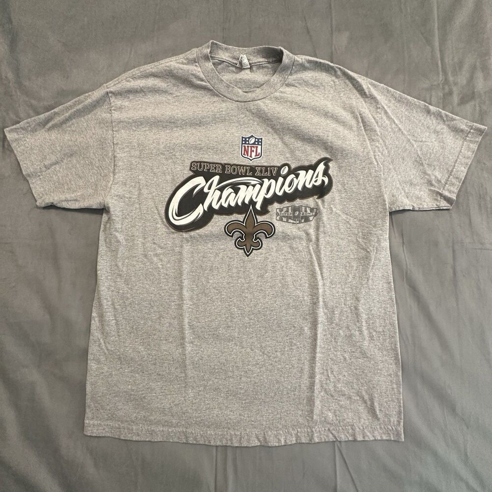 Alstyle New Orleans Saints Shirt Mens XL Super Bowl Champions Gray Football 2009